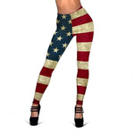 Vintage Grunge American Flag Patriotic Women's Leggings GearFrost