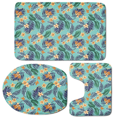 Vintage Hawaiian Aloha Pattern Print 3 Piece Bath Mat Set