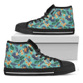 Vintage Hawaiian Aloha Pattern Print Black High Top Sneakers