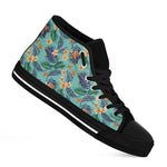 Vintage Hawaiian Aloha Pattern Print Black High Top Shoes