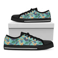 Vintage Hawaiian Aloha Pattern Print Black Low Top Sneakers