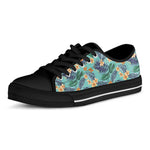 Vintage Hawaiian Aloha Pattern Print Black Low Top Shoes