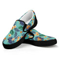 Vintage Hawaiian Aloha Pattern Print Black Slip On Sneakers