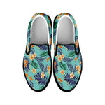 Vintage Hawaiian Aloha Pattern Print Black Slip On Shoes
