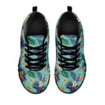 Vintage Hawaiian Aloha Pattern Print Black Sneakers