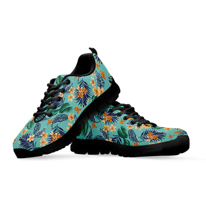 Vintage Hawaiian Aloha Pattern Print Black Sneakers