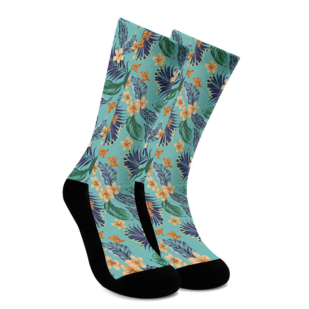 Vintage Hawaiian Aloha Pattern Print Crew Socks