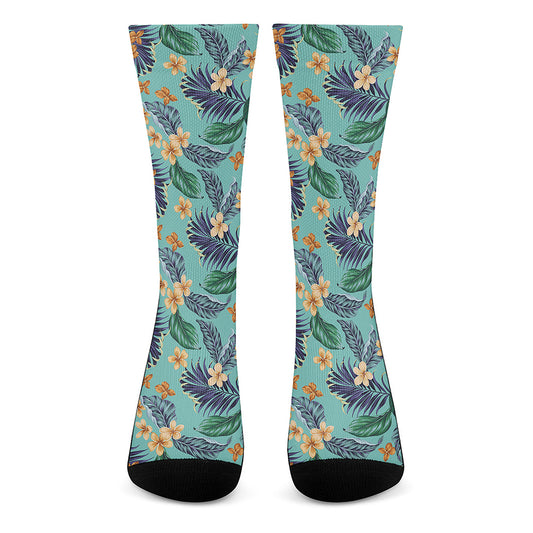 Vintage Hawaiian Aloha Pattern Print Crew Socks
