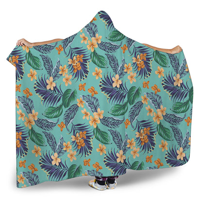 Vintage Hawaiian Aloha Pattern Print Hooded Blanket
