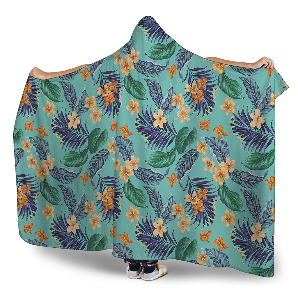 Vintage Hawaiian Aloha Pattern Print Hooded Blanket