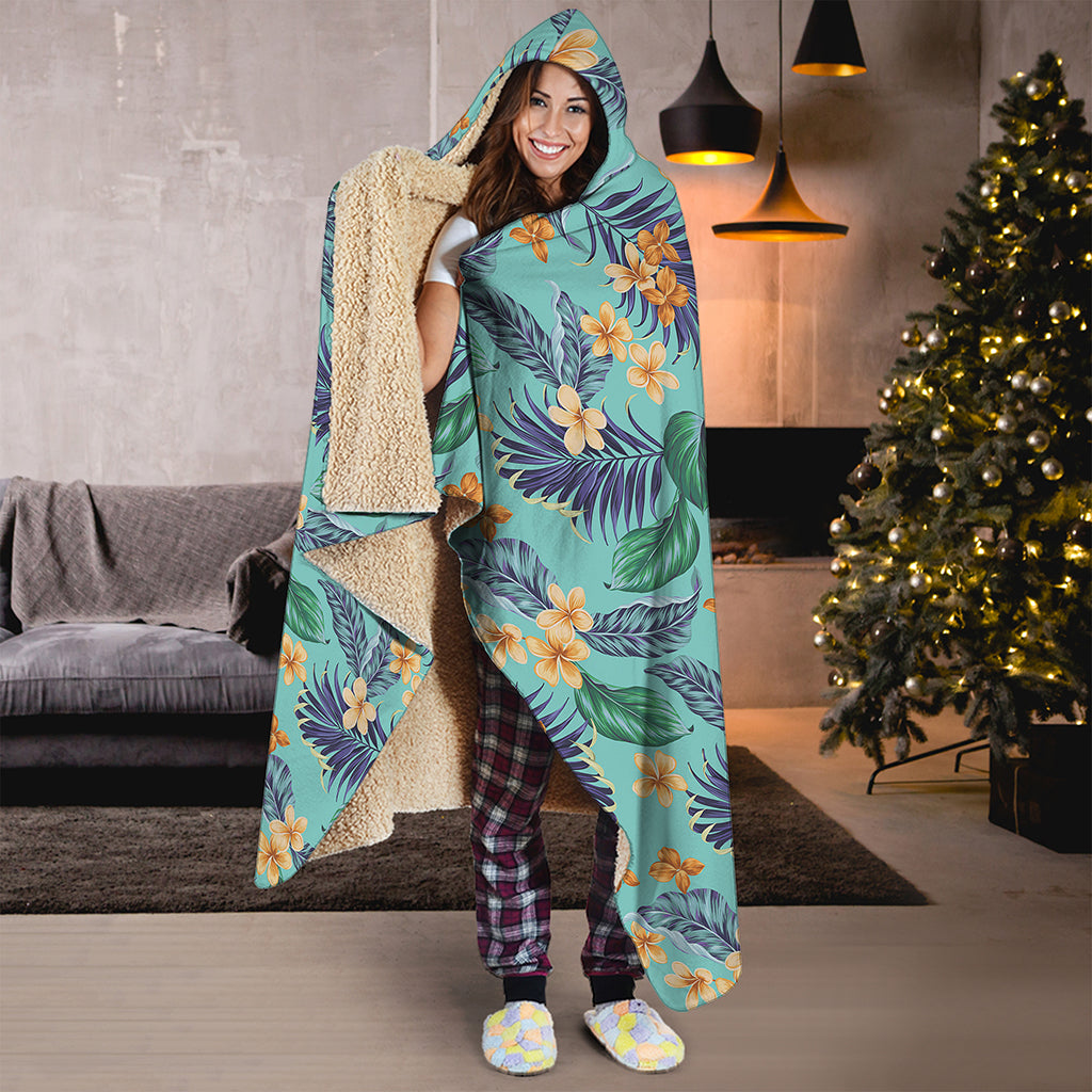Vintage Hawaiian Aloha Pattern Print Hooded Blanket