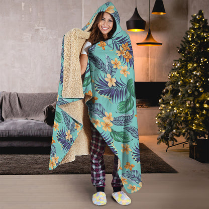 Vintage Hawaiian Aloha Pattern Print Hooded Blanket