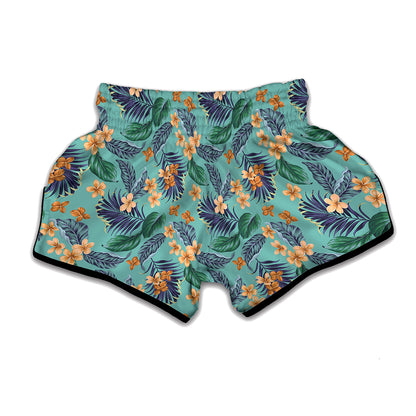 Vintage Hawaiian Aloha Pattern Print Muay Thai Boxing Shorts