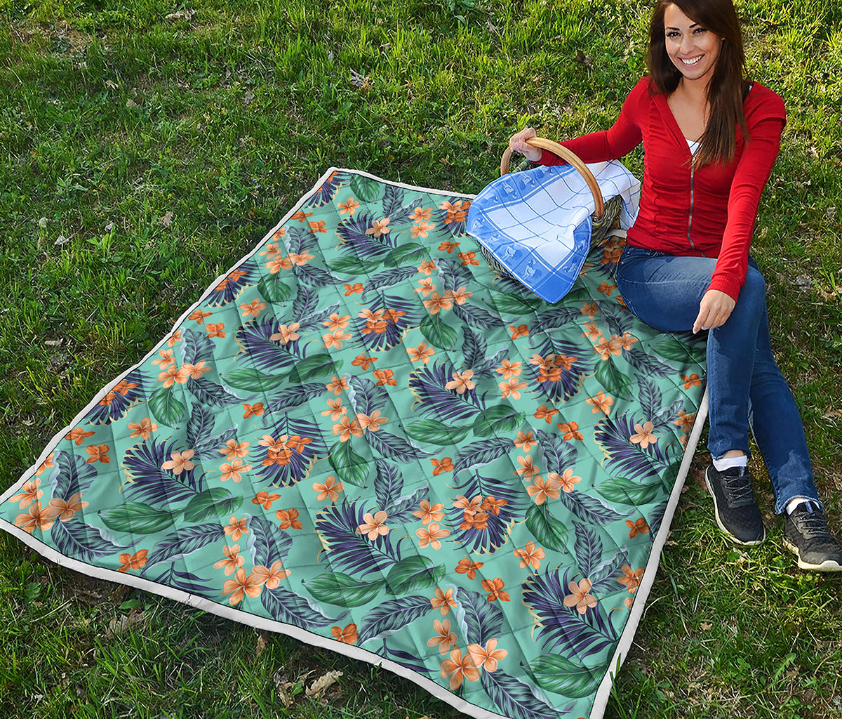 Vintage Hawaiian Aloha Pattern Print Quilt