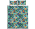 Vintage Hawaiian Aloha Pattern Print Quilt Bed Set