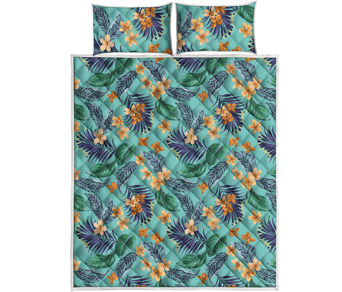 Vintage Hawaiian Aloha Pattern Print Quilt Bed Set