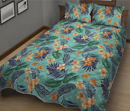 Vintage Hawaiian Aloha Pattern Print Quilt Bed Set