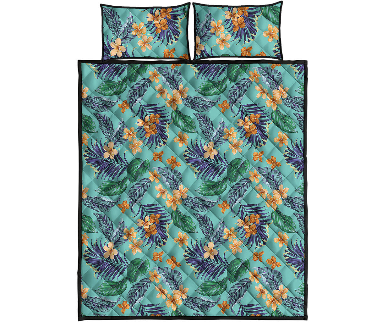 Vintage Hawaiian Aloha Pattern Print Quilt Bed Set