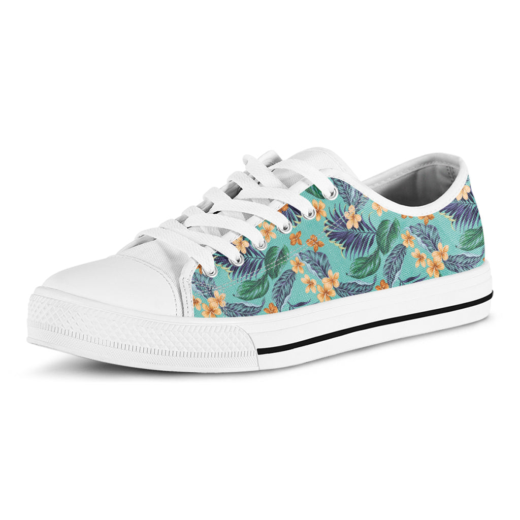 Vintage Hawaiian Aloha Pattern Print White Low Top Shoes
