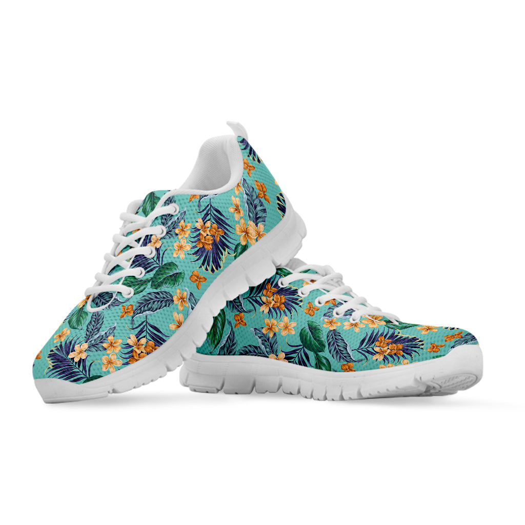 Vintage Hawaiian Aloha Pattern Print White Sneakers