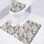 Vintage Hibiscus Plumeria Pattern Print 3 Piece Bath Mat Set