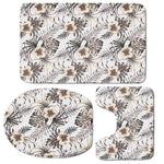 Vintage Hibiscus Plumeria Pattern Print 3 Piece Bath Mat Set