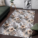 Vintage Hibiscus Plumeria Pattern Print Area Rug GearFrost