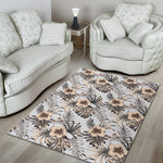 Vintage Hibiscus Plumeria Pattern Print Area Rug GearFrost