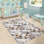Vintage Hibiscus Plumeria Pattern Print Area Rug GearFrost