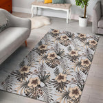 Vintage Hibiscus Plumeria Pattern Print Area Rug GearFrost