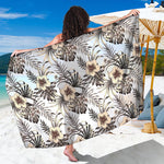 Vintage Hibiscus Plumeria Pattern Print Beach Sarong Wrap