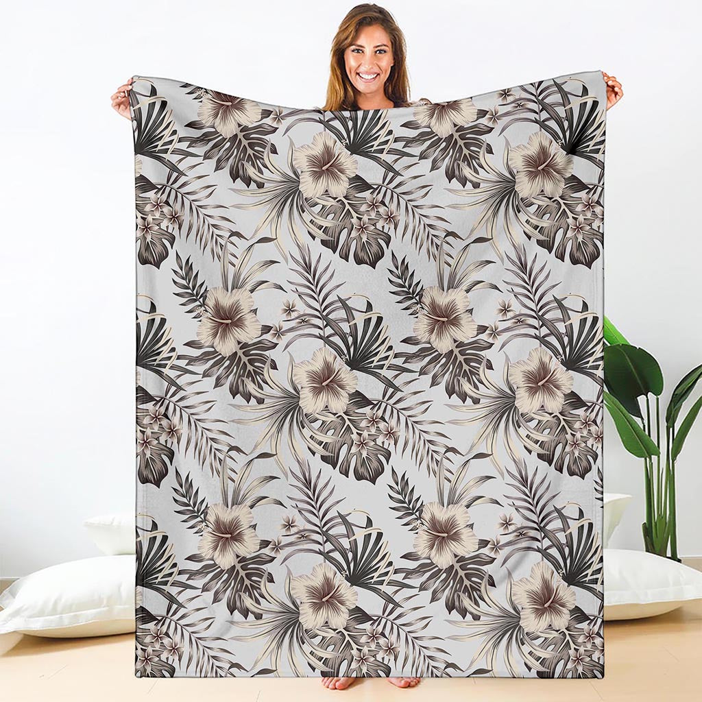 Vintage Hibiscus Plumeria Pattern Print Blanket