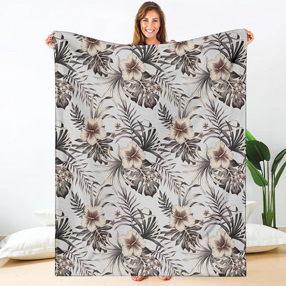 Vintage Hibiscus Plumeria Pattern Print Blanket