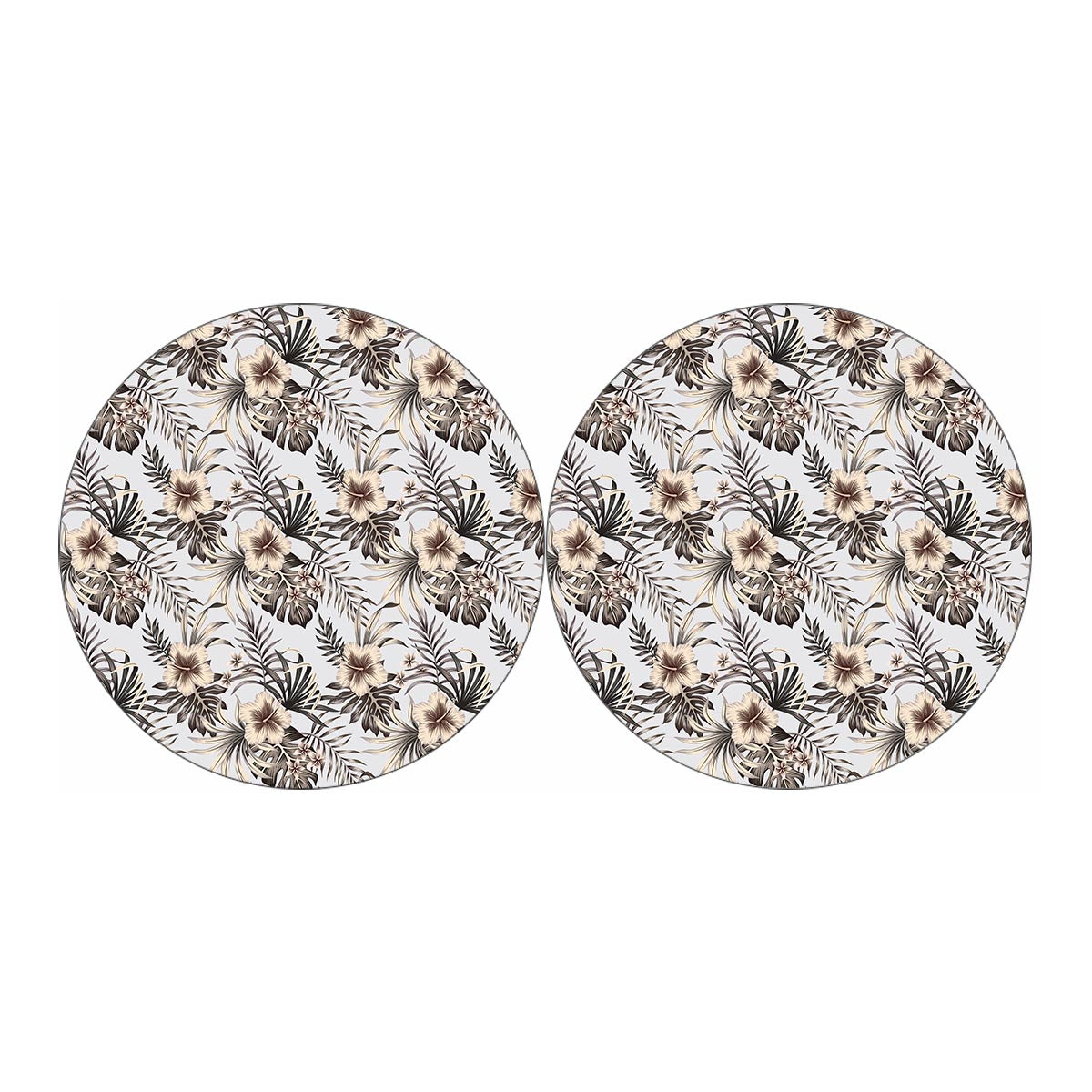Vintage Hibiscus Plumeria Pattern Print Car Coasters