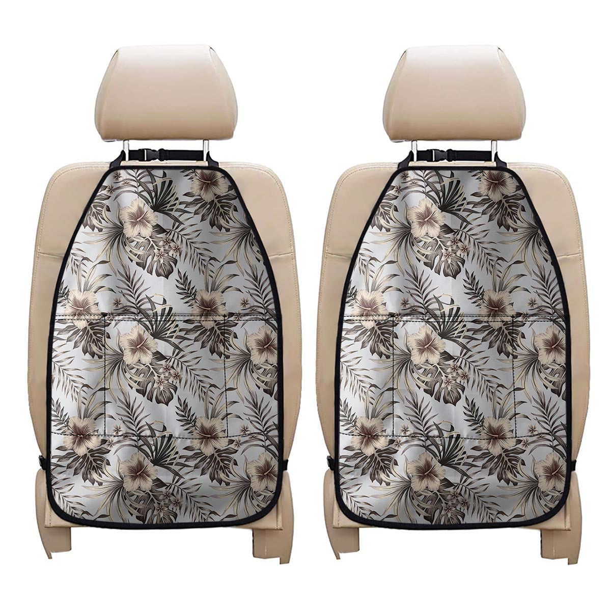 Vintage Hibiscus Plumeria Pattern Print Car Seat Organizers