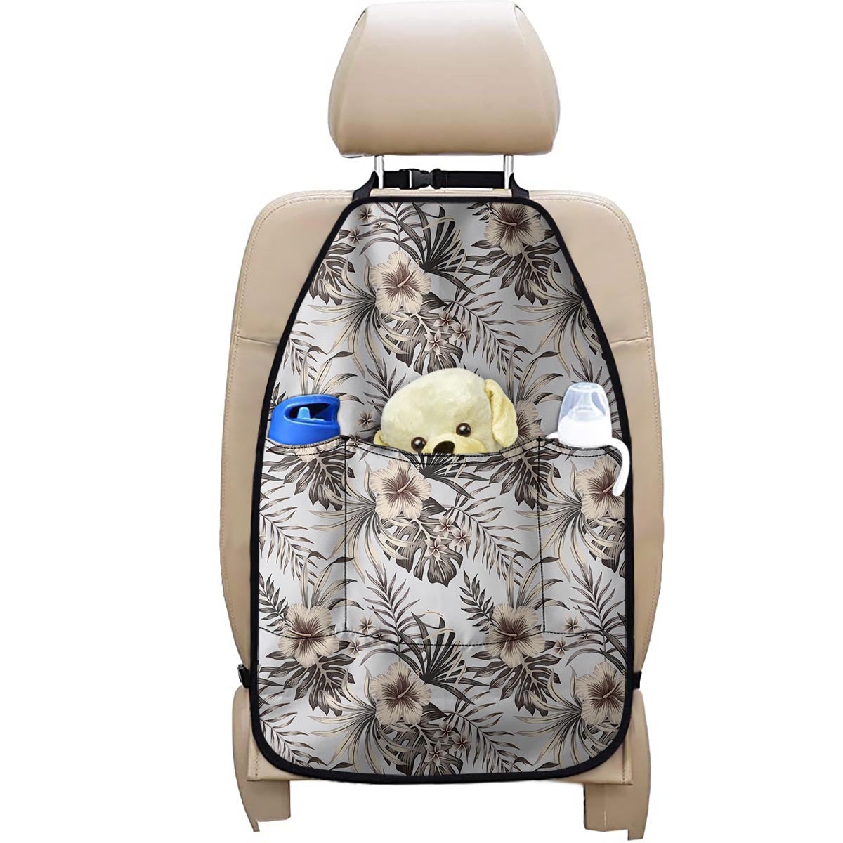 Vintage Hibiscus Plumeria Pattern Print Car Seat Organizers