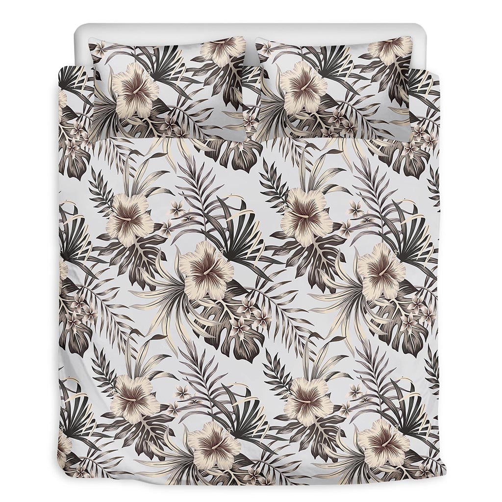 Vintage Hibiscus Plumeria Pattern Print Duvet Cover Bedding Set
