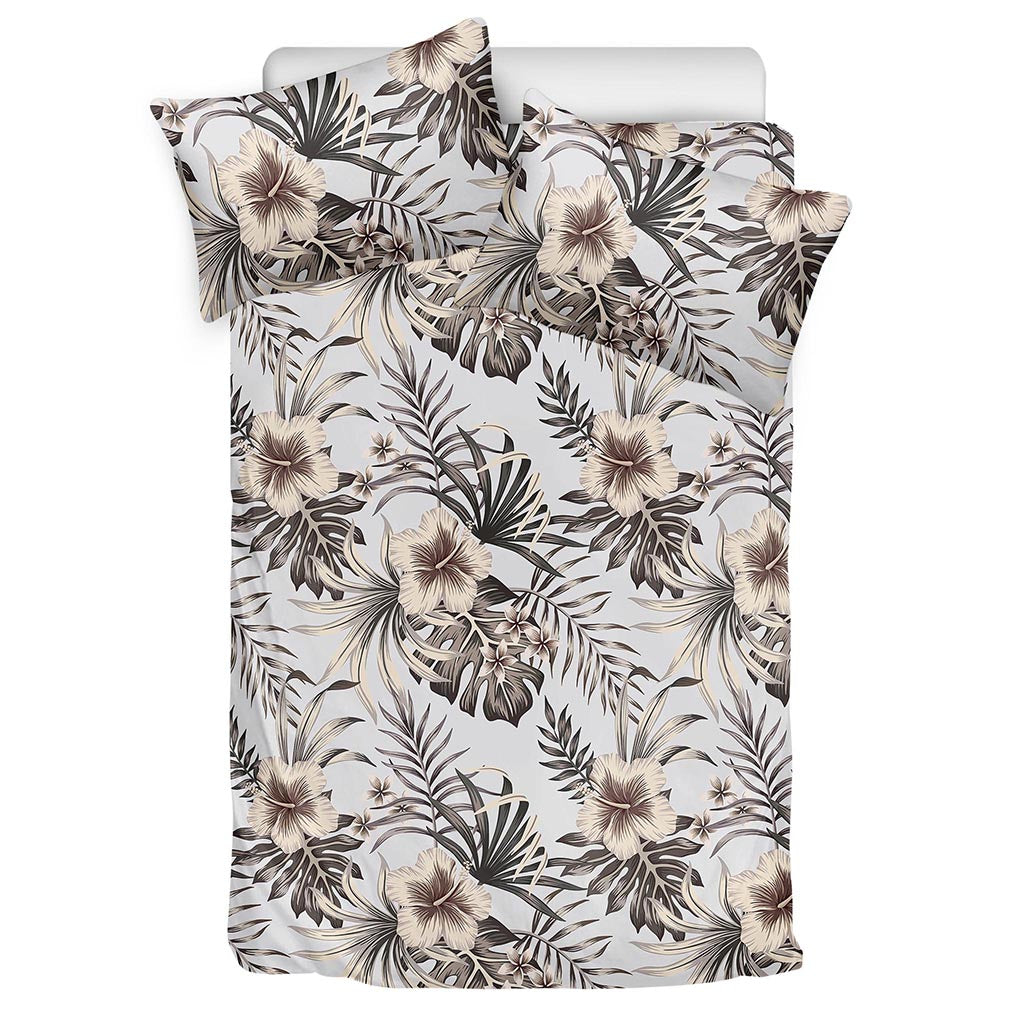 Vintage Hibiscus Plumeria Pattern Print Duvet Cover Bedding Set