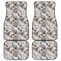 Vintage Hibiscus Plumeria Pattern Print Front and Back Car Floor Mats