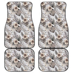 Vintage Hibiscus Plumeria Pattern Print Front and Back Car Floor Mats