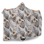 Vintage Hibiscus Plumeria Pattern Print Hooded Blanket
