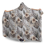 Vintage Hibiscus Plumeria Pattern Print Hooded Blanket