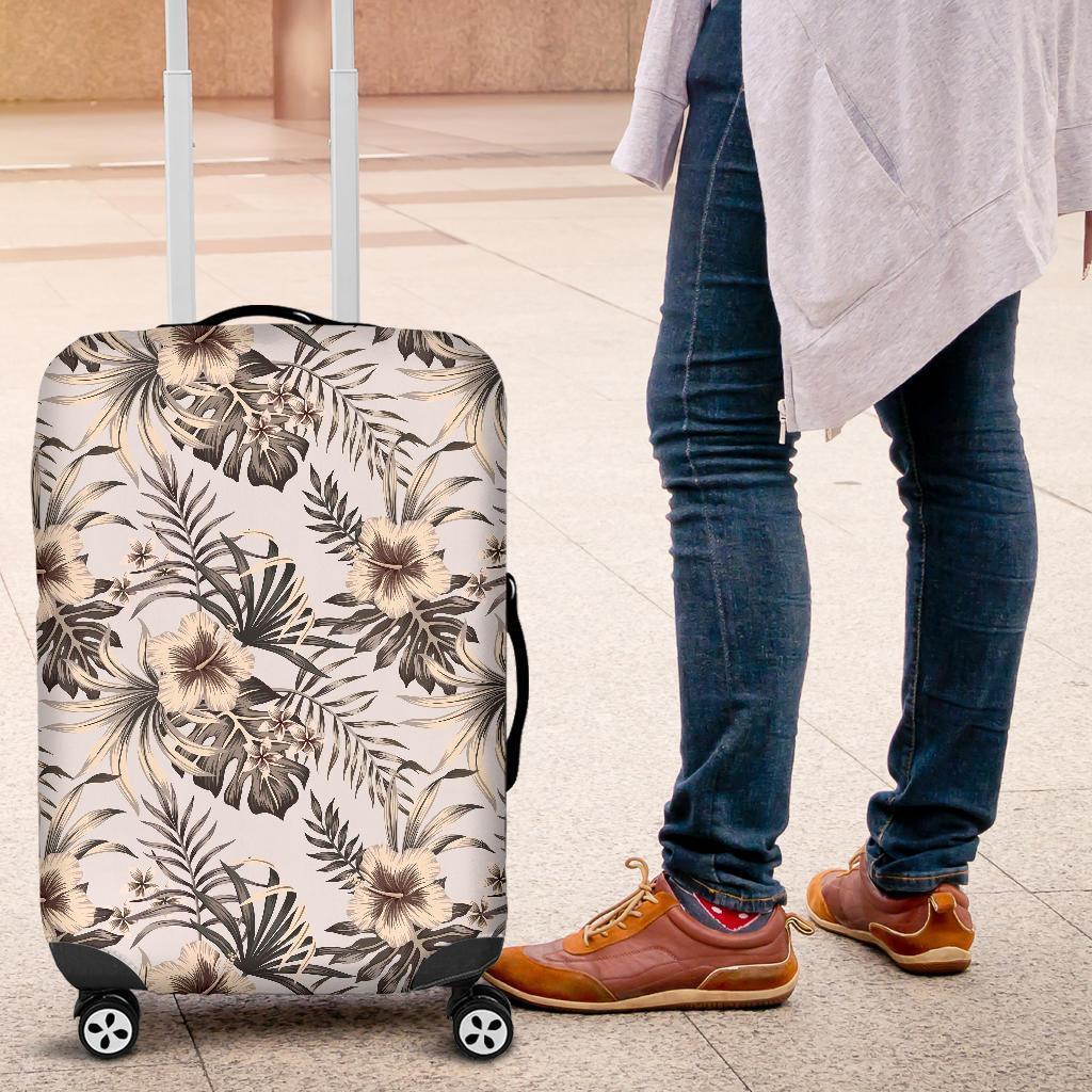 Vintage Hibiscus Plumeria Pattern Print Luggage Cover GearFrost