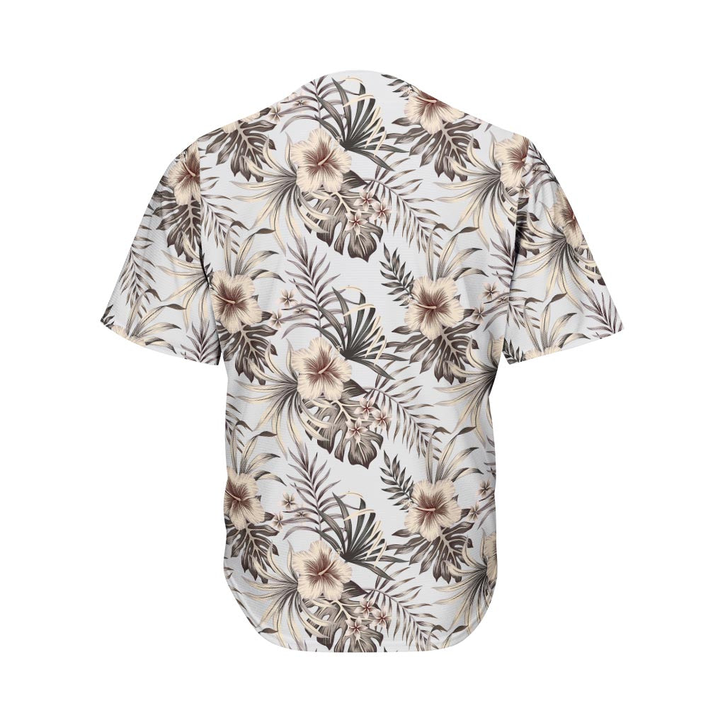 Vintage Hibiscus Plumeria Pattern Print Men's Baseball Jersey