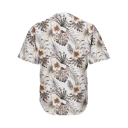 Vintage Hibiscus Plumeria Pattern Print Men's Baseball Jersey