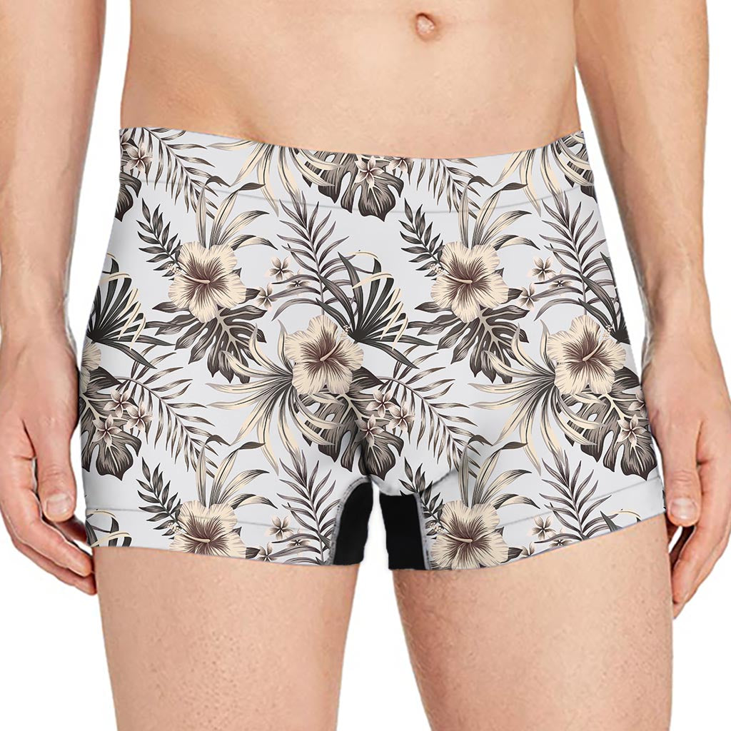 Vintage Hibiscus Plumeria Pattern Print Men's Boxer Briefs