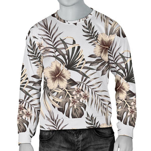 Vintage Hibiscus Plumeria Pattern Print Men's Crewneck Sweatshirt GearFrost