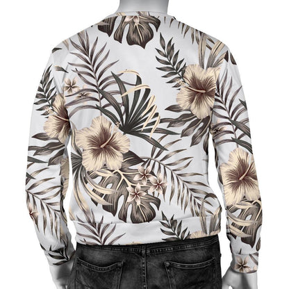 Vintage Hibiscus Plumeria Pattern Print Men's Crewneck Sweatshirt GearFrost