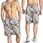 Vintage Hibiscus Plumeria Pattern Print Men's Shorts