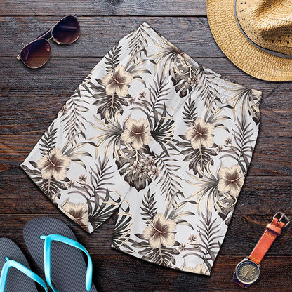 Vintage Hibiscus Plumeria Pattern Print Men's Shorts